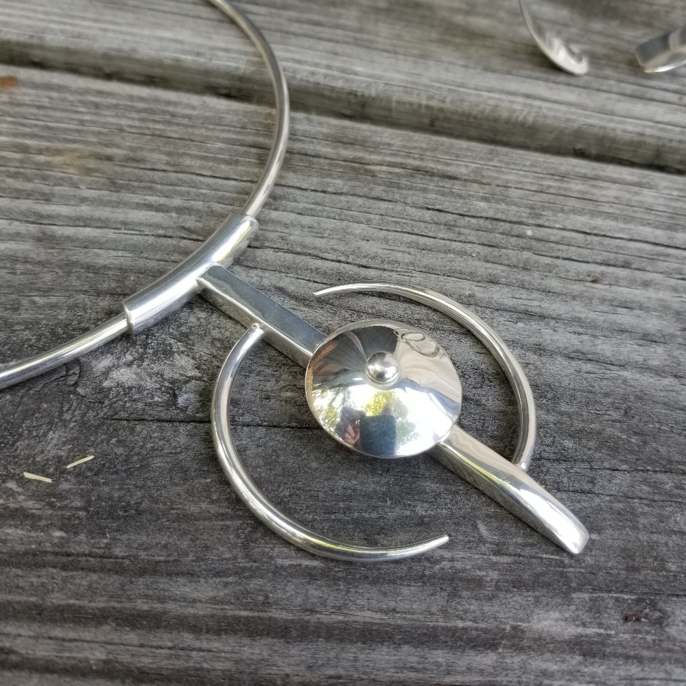 Sterling silver on brass choker collar necklace … - Picture 4 of 7